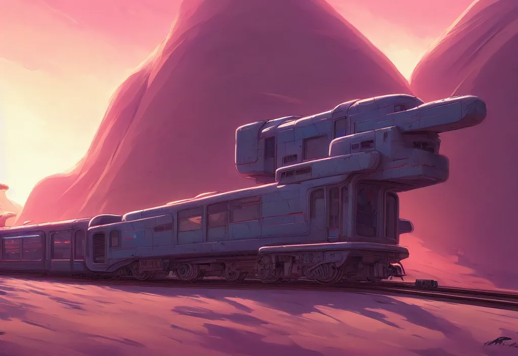 Image similar to futuristic train in a desert, rocks, anime, official fanart behance hd artstation by jesper ejsing and makoto shinkai, 4 k,