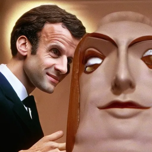 Prompt: Emmanuel Macron wearing a venitian mask, in Eyes Wide Shut (1999)