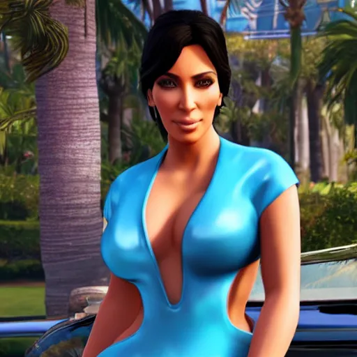 Image similar to kim kardashian as princess jasmine in GTA 5 full Hd octane render 8k