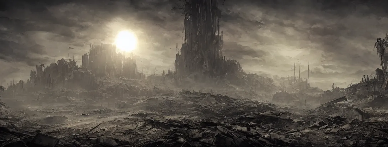 Image similar to post apocalyptic abandoned earth, cinematic, concept art