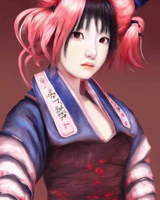 Image similar to portrait of oichi , sana from twice, sengoku basara in the paintetly style of WLOP, artgerm, brush stroke oil painting, imagine fx, artstation