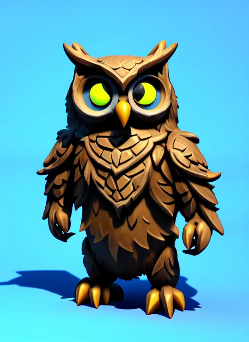 Prompt: owl bear, stylized stl fantasy miniature, 3 d render, activision blizzard style, hearthstone style