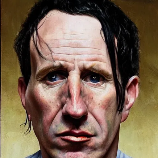 Image similar to high quality high detail painting by lucian freud, hd, trent reznor portrait