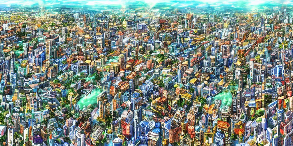 Image similar to hd anime city, 4 k, stunning, full hd wallpaper