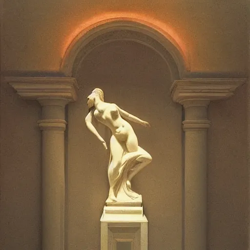 Image similar to a goddess in a liminal room, vintage colored photography by canova and leon battista alberti, limited color palette, very intricate, art nouveau, highly detailed, lights by hopper, soft pastel colors, minimalist