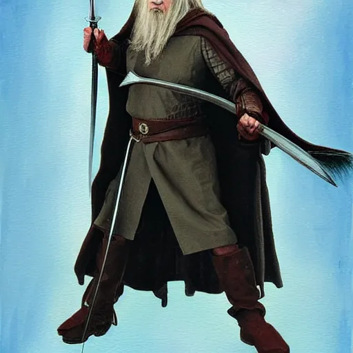 Image similar to gandalf as ironman, painting