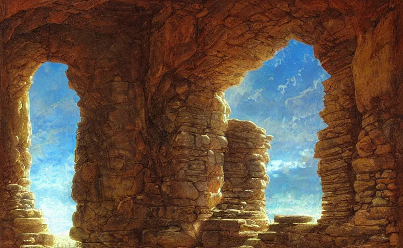 Prompt: doorway to an ancient world by James Gurney