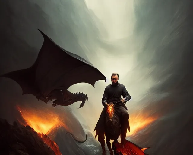 Image similar to 5 5 mm portrait photo of liam neeson riding a dragon. magical atmosphere. art by greg rutkowski. highly detailed 8 k. intricate. lifelike. soft light. nikon d 8 5 0.