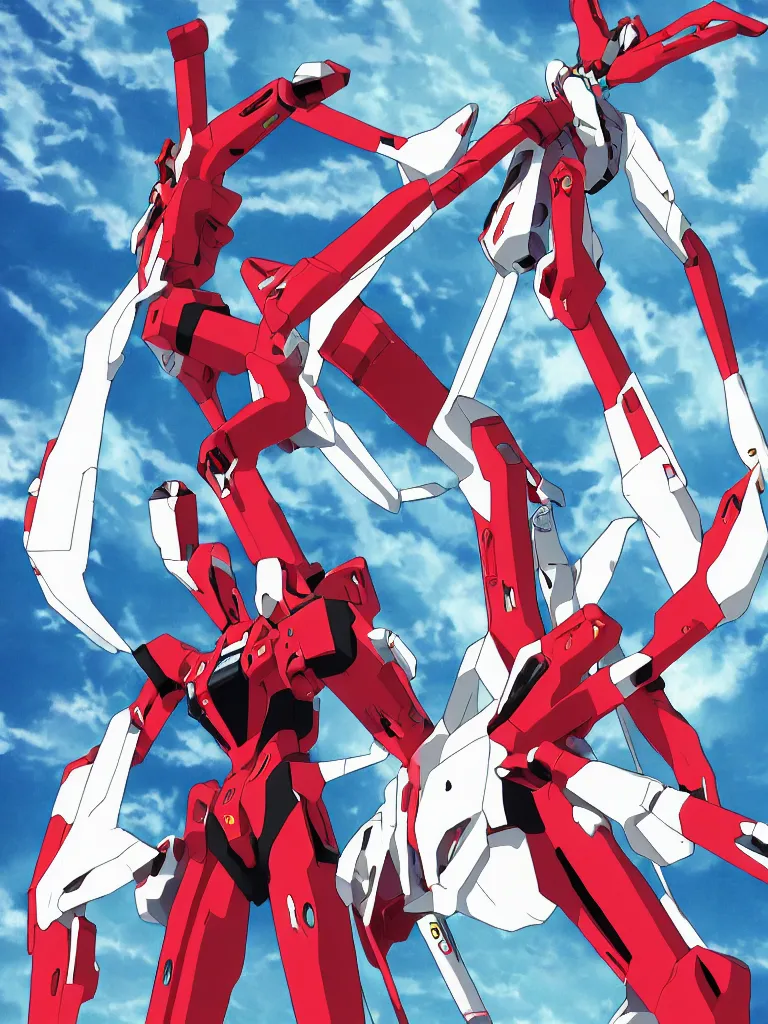 Image similar to illutration of an evangelion 0 2 unit made by bernie writghtson