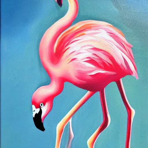 Image similar to flamingo renaissance oil painting