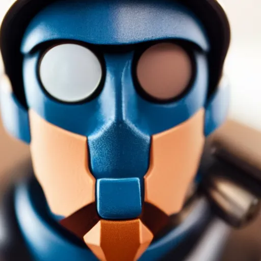 Image similar to close up of face of tf 2 blue spy, live action movie, 8 5 mm f / 1. 4