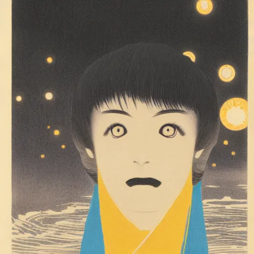 Image similar to a portrait of a character in a scenic environment by nobuhiko obayashi