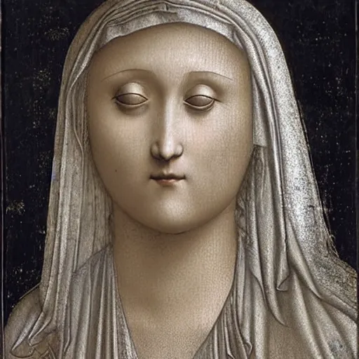 Prompt: silver haired Madonna Litta, by Leonardo da Vinci