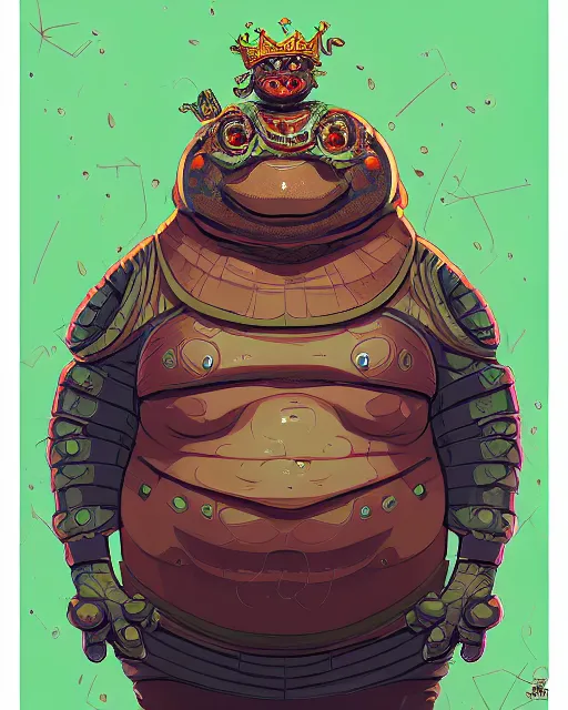 Prompt: a fat slimy anthropomorphic toad king wearing ornate cyberpunk armor, bust shot, smooth, intricate, elegant, power aura, digital painting, artstation, concept art, sharp focus, illustration, art by josan gonzalez, high contrast