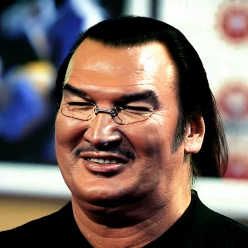 Prompt: Steven Seagal being very happy