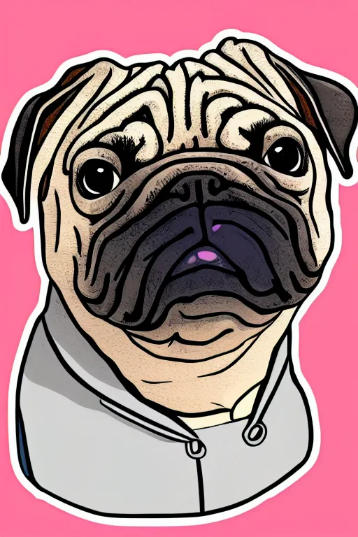 Image similar to Portrait of a big chungus pug, sticker, colorful, illustration, highly detailed, simple, smooth and clean vector curves, no jagged lines, vector art, smooth