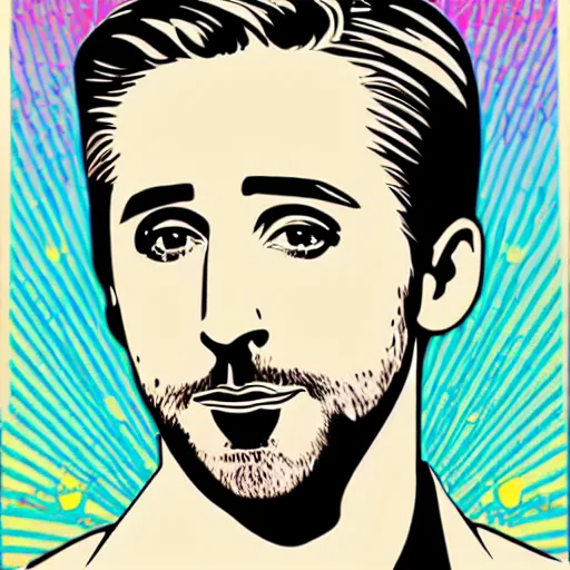 Image similar to pop art pin - up by ryan gosling