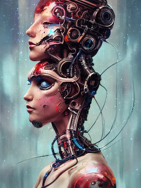 Image similar to portrait of woman as cybernetic organism,8k,by tristan eaton,Stanley Artgermm,Tom Bagshaw,Greg Rutkowski,Carne Griffiths,trending on DeviantArt,face enhance,hyper detailed,minimalist,cybernetic, android, blade runner