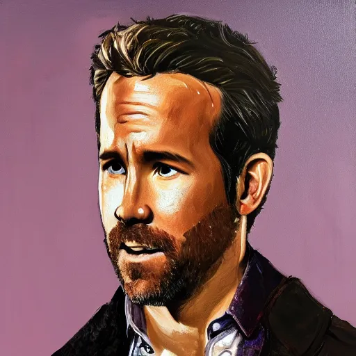 Image similar to ryan reynolds in disco elysium, portrait, painting, high quality