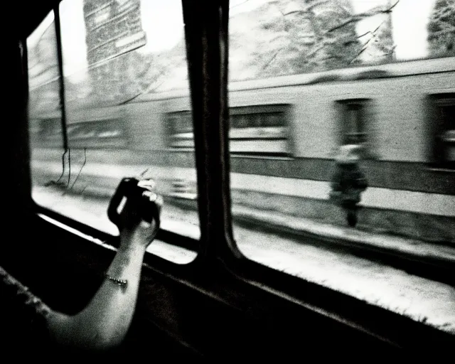 Image similar to a lomography photo of rumble between two grandmoms in soviet train this morning, bokeh,