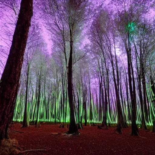 Prompt: a forest of bioluminescent trees