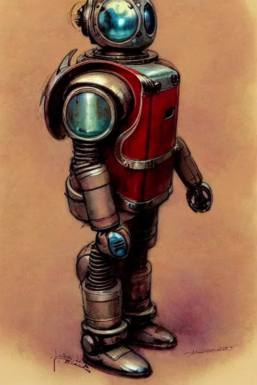 Image similar to adventurer ( ( ( ( ( 1 9 5 0 s retro future robot android robot maid. muted colors. ) ) ) ) ) by jean baptiste monge!!!!!!!!!!!!!!!!!!!!!!!!! chrome red