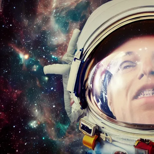 Prompt: astronaut in space floating in the eye of the universe, photo - realistic, hyper - realistic, cinematography, 8 k, hd, highly detailed, dreamy