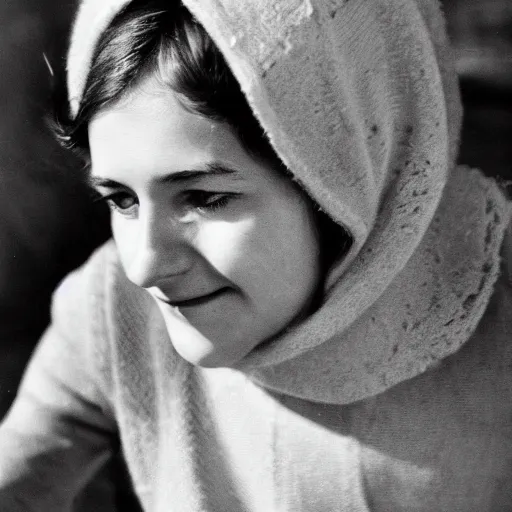 Prompt: photo of young woman by bert hardy