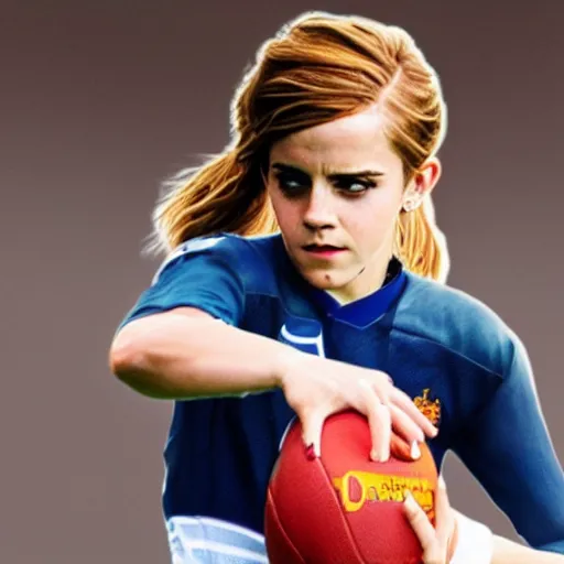 Prompt: emma watson as football player, hyper realistic