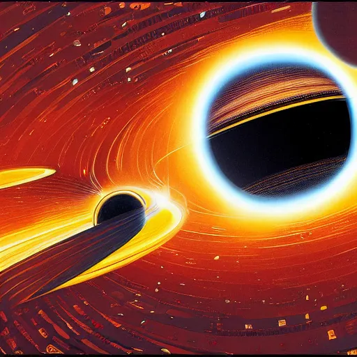 Image similar to A beautiful computer art of a black hole consuming a star. in Ancient Egypt by Syd Mead blocks