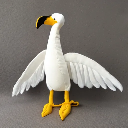 Image similar to a cute gryphon seagull plush doll