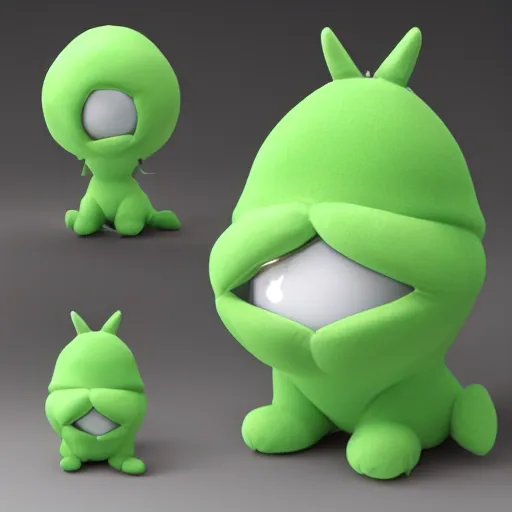 Image similar to cute fumo plush of a blob googirl, monster girl, stylized shiny reflective refractive green pbr material, vray