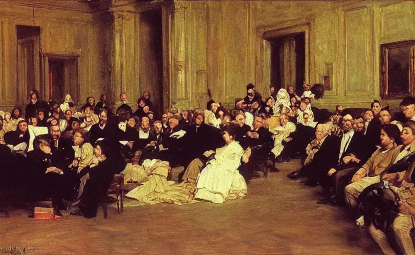 Prompt: high quality high detail painting by ilya repin, court room, hd