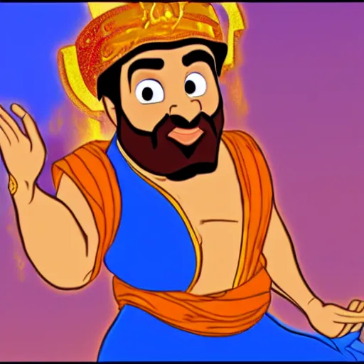 Image similar to aladdin genie with kanye west face