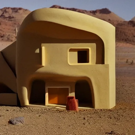 Image similar to big scale baby toy hotel in the dessert, modernism