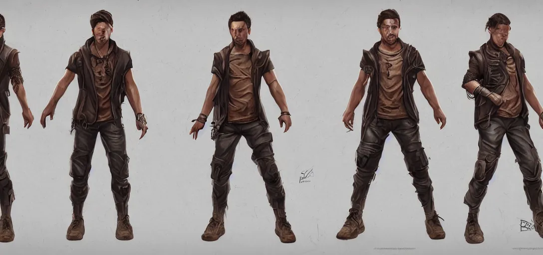 Image similar to character sheet concept art of xavi hernandez, renaissance, futurepunk, parkour, rebel, realistic, hyper realistic, photographic, costume, by marc brunet and artgerm