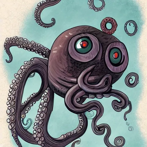 Image similar to giant eyeball monster with octopus tentacles, dnd art