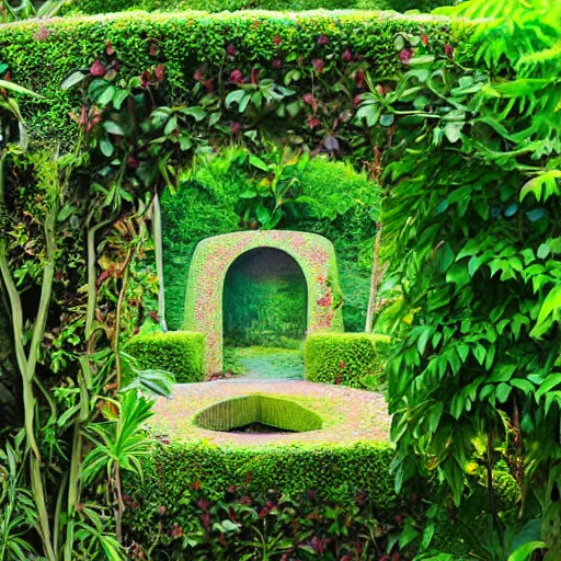 Prompt: a portal in a garden, by roberto burle marx