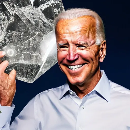 Prompt: UHD candid photo of Joe Biden holding up a big quartz crystal with Hunter Biden holding a torch, UHD, photorealistic, correct face, photo by Annie Leibowitz