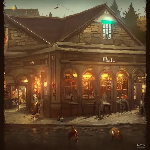 Image similar to pub to the purgatory, artstation