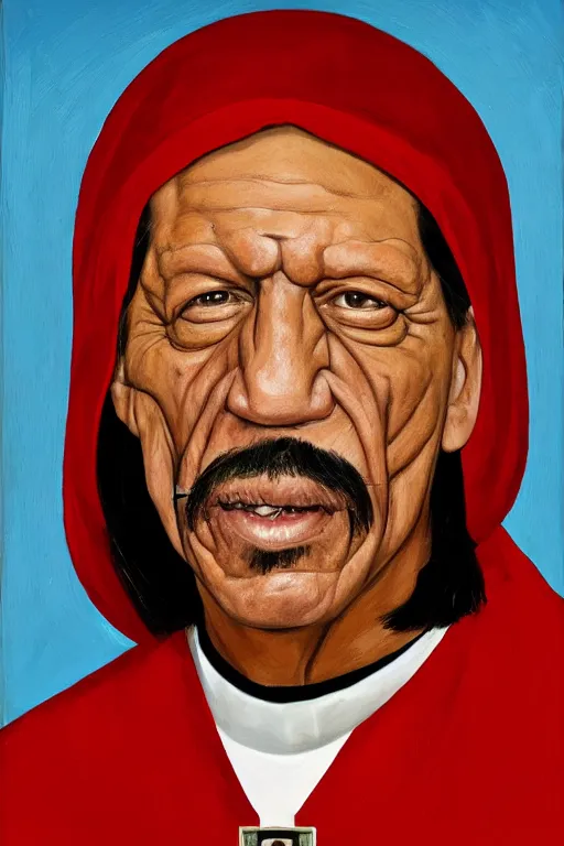 Prompt: portrait of Danny Trejo as church nun