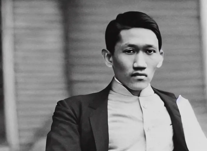 Image similar to outdoor medium shot of jose rizal!!! as a very very very very extremely handsome!!! good looking young man in 2 0 2 2!! wearing stylish modern!! clothes photo taken in 2 0 2 2, 3 5 mm f 1. 4 digital color photo, modern clothes, modern hd photography