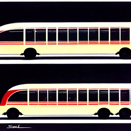 Image similar to concept art for a super compact bus, painted by syd mead, high quality