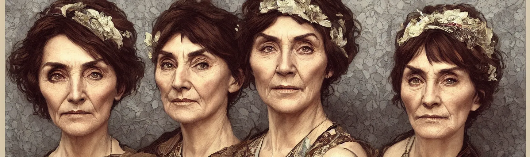 Image similar to amazing lifelike award winning pencil illustration of dot cotton June brown trending on art station artgerm Greg rutkowski alphonse mucha cinematic