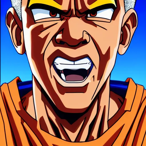 Image similar to ultra realistic portrait painting of barak obama as super saiyan 3 goku, art by akira toriyama, 4 k, dragon ball artstyle, cel shaded, highly detailed, epic lighting