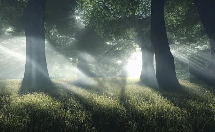 Image similar to a photography from cristal clear mushroom, god rays, raytracing effects, 8 k, photorealistic, 2 4 mm