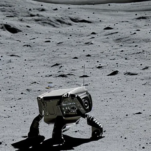 Prompt: an robotic platypus on the moon