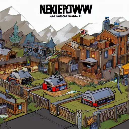 Image similar to nuketown 2 0 2 5 in the art style as nekro artstation,