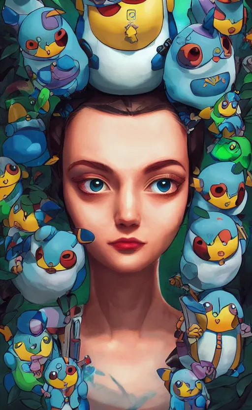 Image similar to lofi BioPunk Pokemon Piplup portrait Pixar style by Tristan Eaton_Stanley Artgerm and Tom Bagshaw,