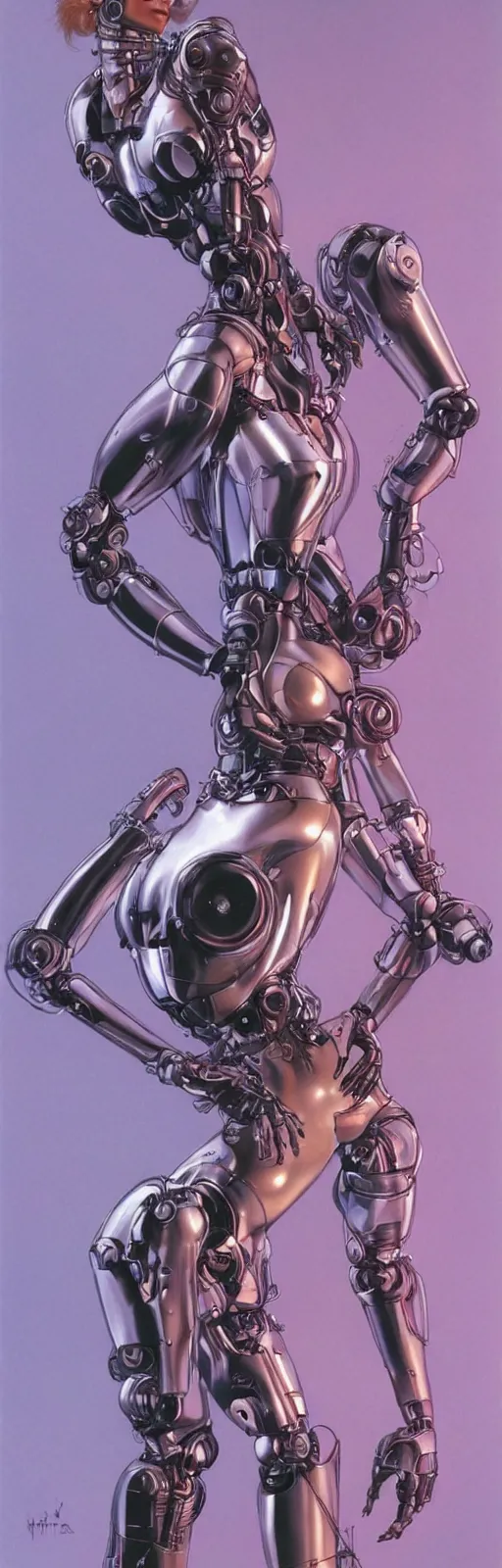 Image similar to beauty cyberpunk woman, robotic, trending on artstation, by Hajime Sorayama and Boris Vallejo